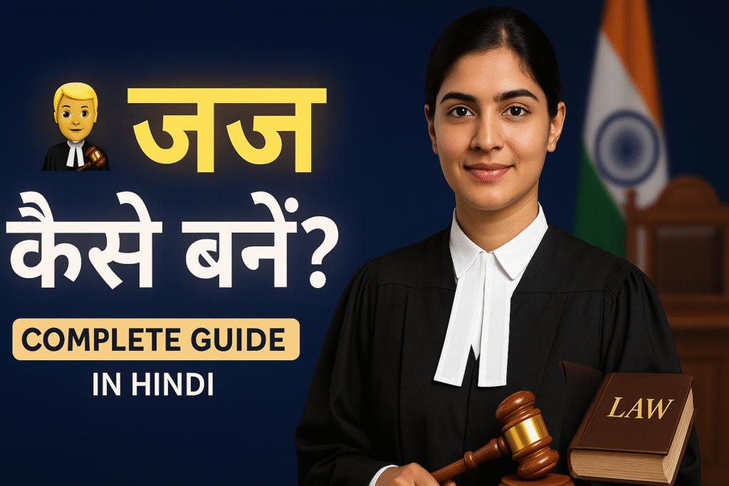 Judge Kaise Bane thumbnail showing Indian judge with law elements and Hindi title
