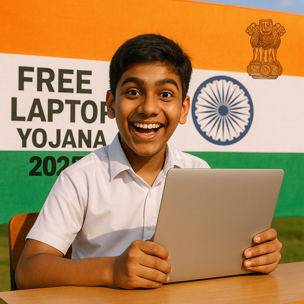 "Free Laptop Yojana 2025 में छात्र को फ्री लैपटॉप मिलता हुआ – सरकारी योजना के तहत डिजिटली सशक्त भारत की तस्वीर"